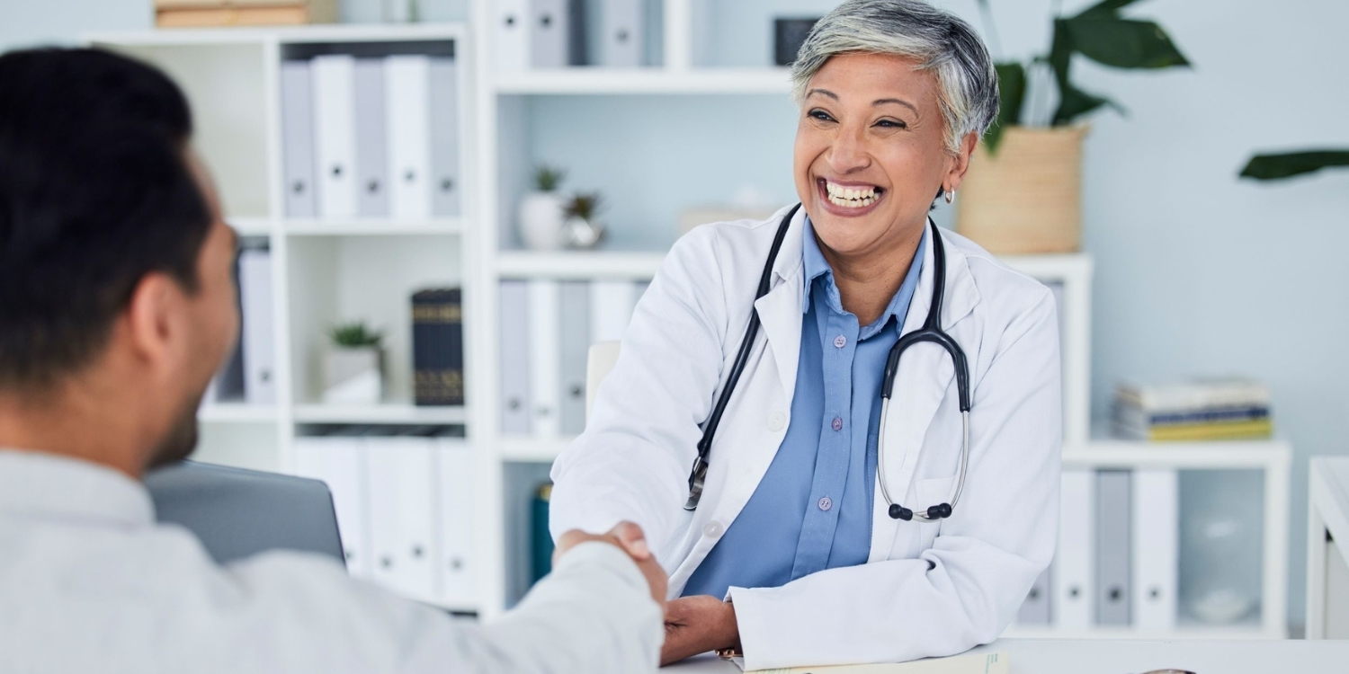 Smiling clinician.