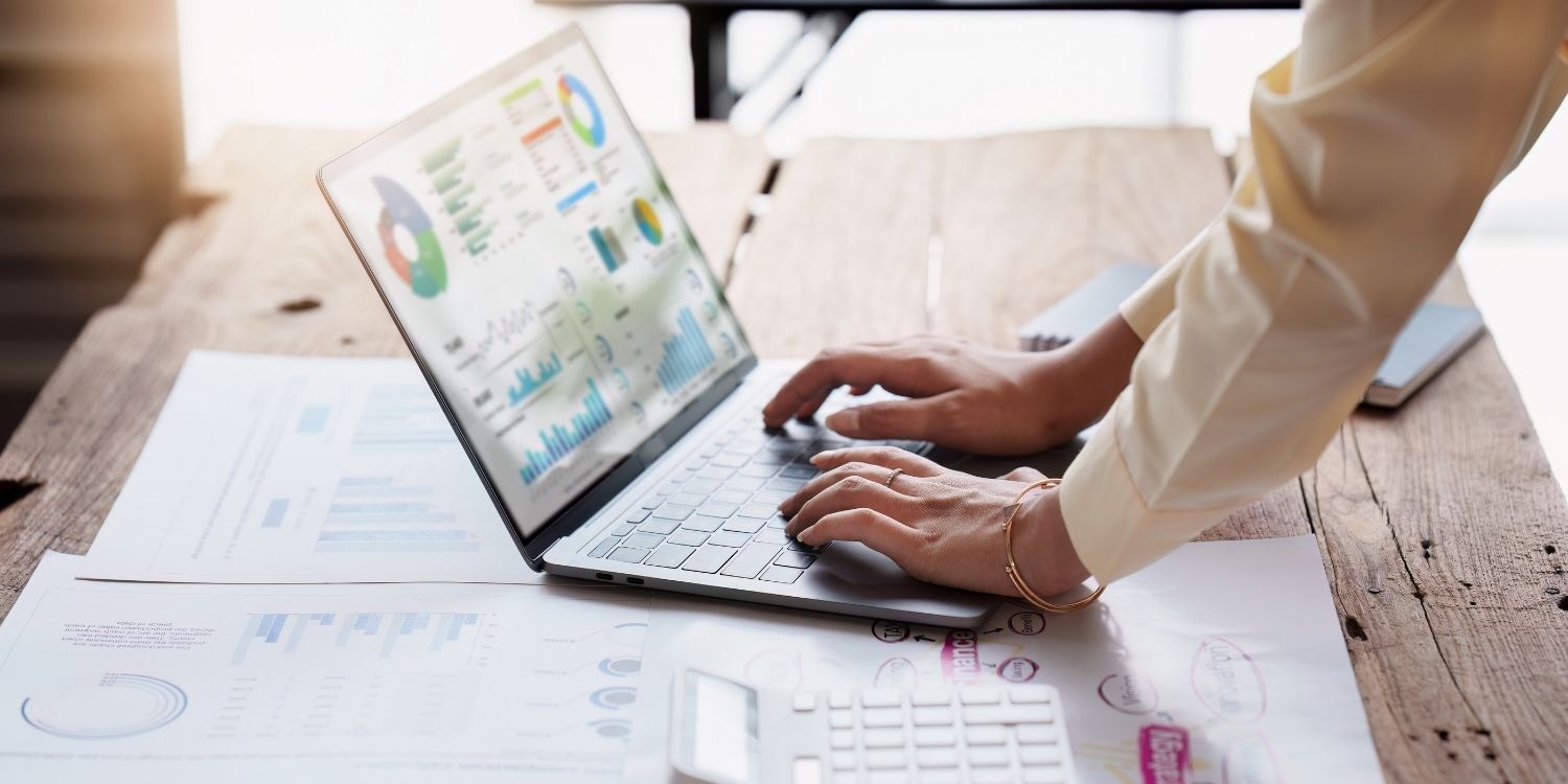 woman working on an analytical dashboard