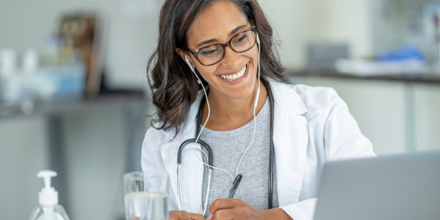 Smiling clinician.
